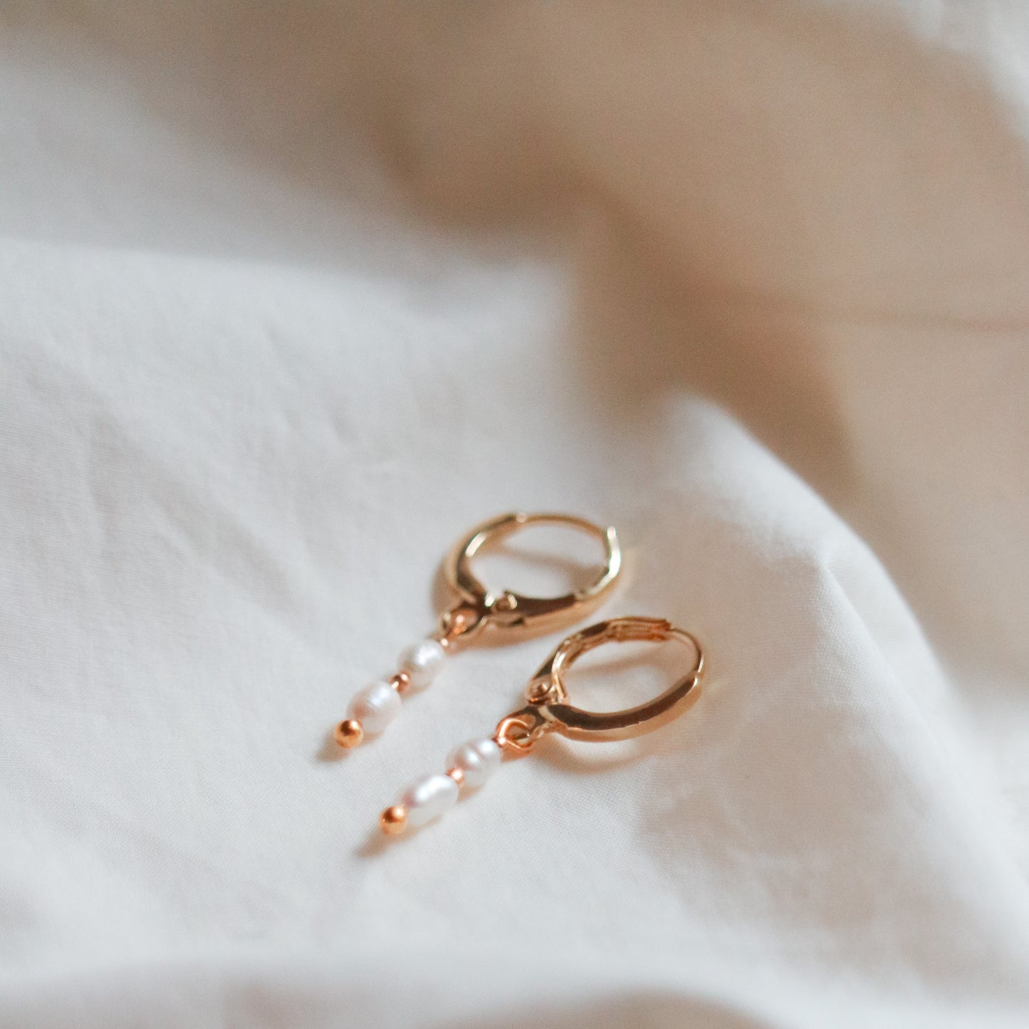 Pearl Huggie Hoop Earrings