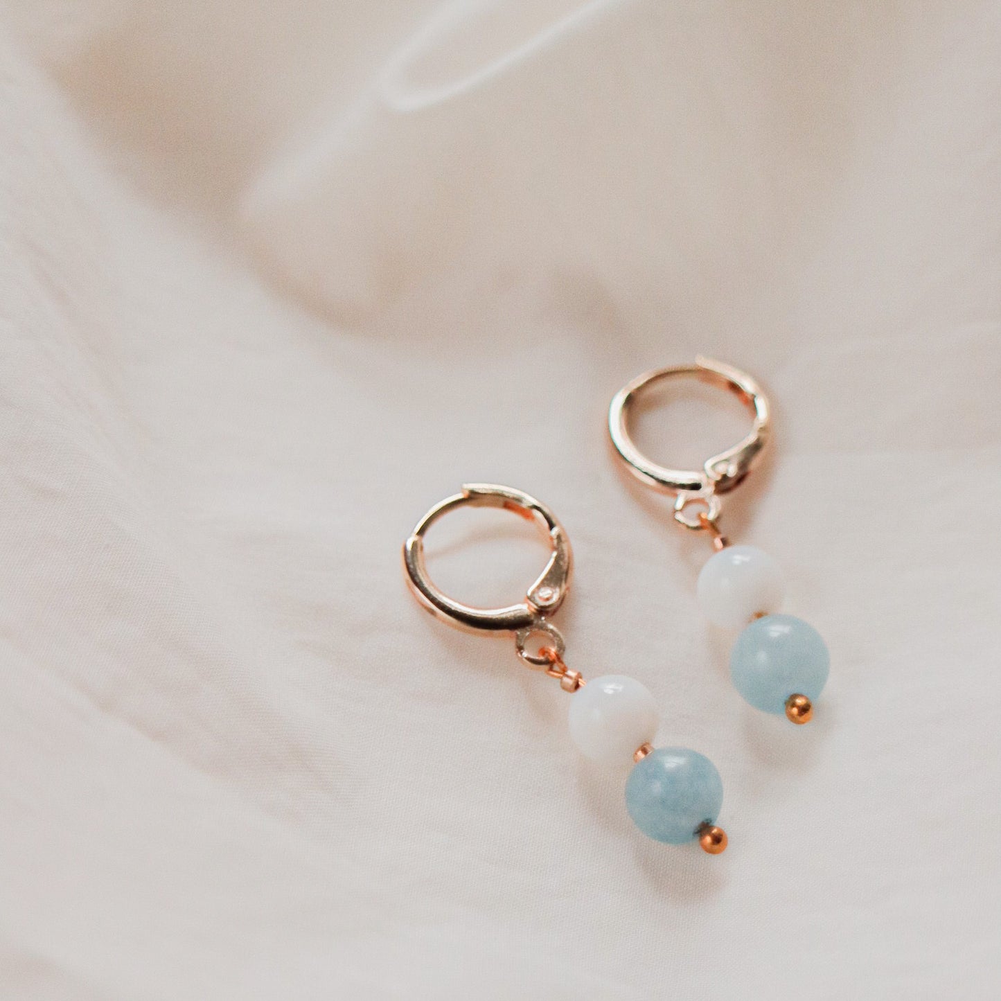Aquamarine Huggie Hoop Earrings