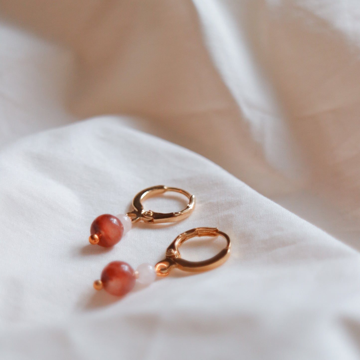 Marble Stone Huggie Hoop Earrings