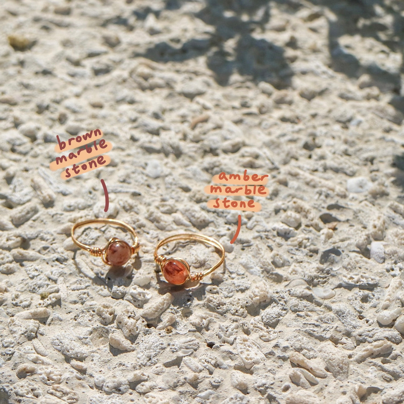Amber Marble Stone Ring