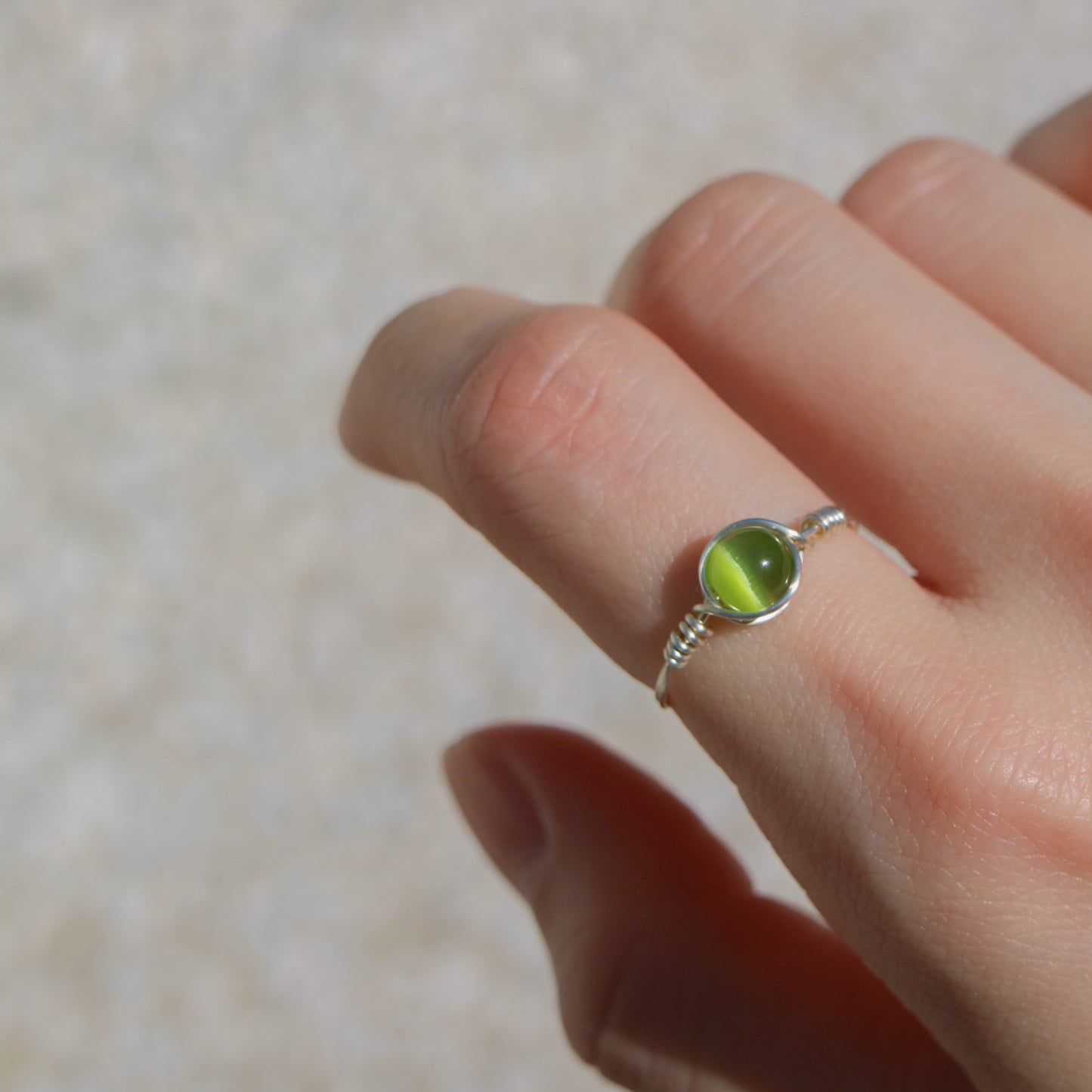 Olive Cat-eye Stone Ring