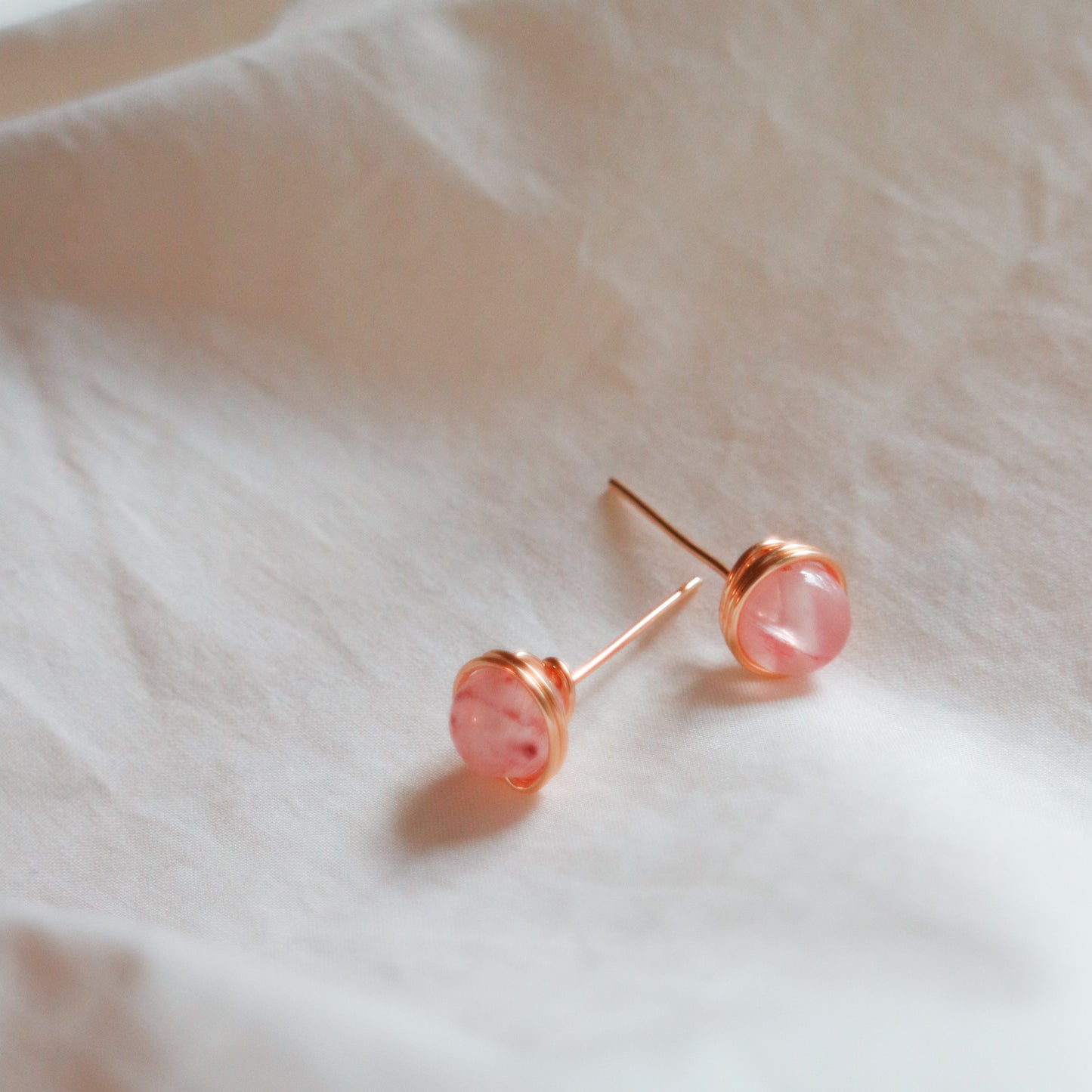 Rose Quartz Stud Earrings