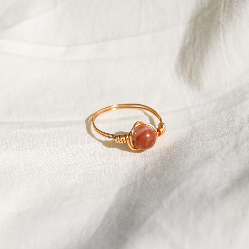 Brown Marble Stone Ring