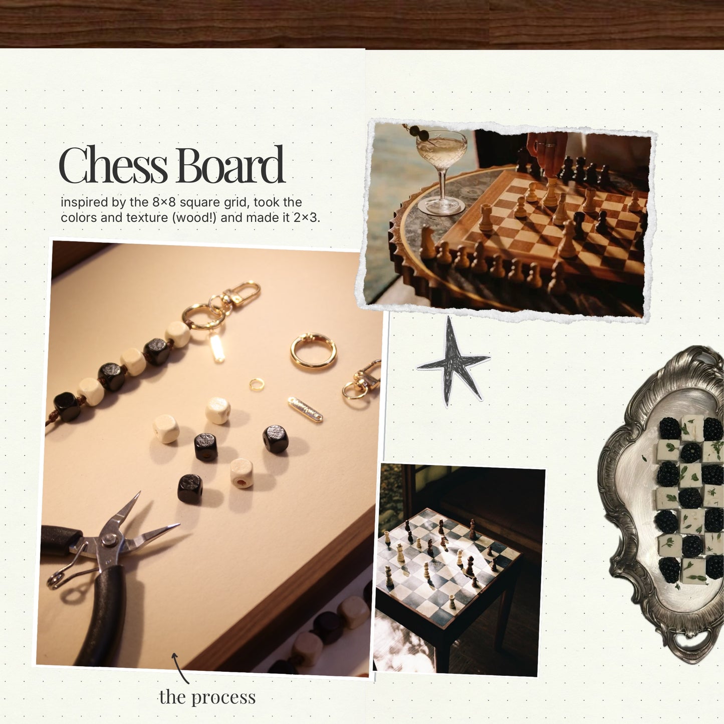 Bag charm - wood checker
