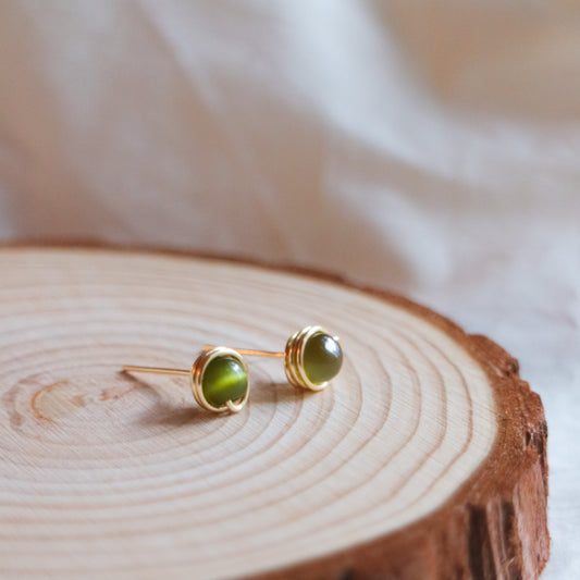Olive Cat-eye Stud Earrings