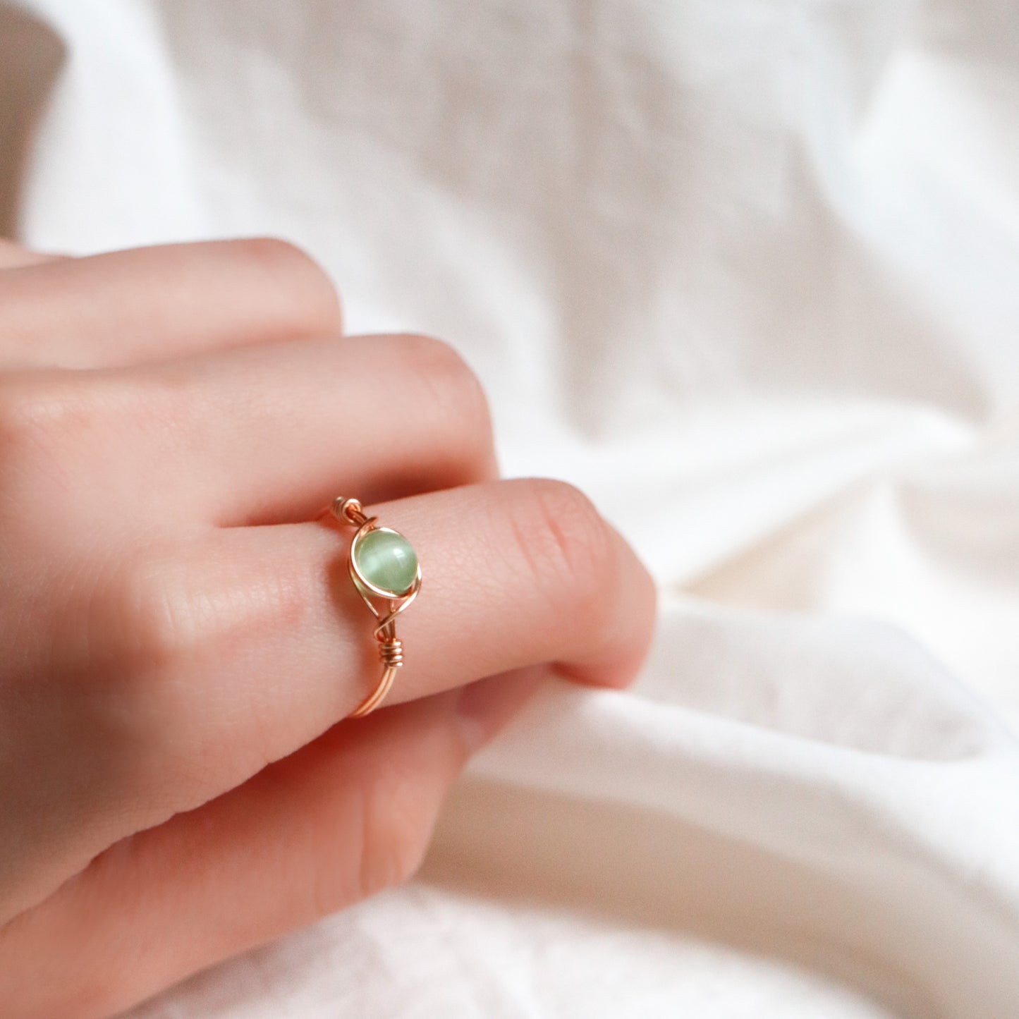 Mint Cat-eye Stone Ring