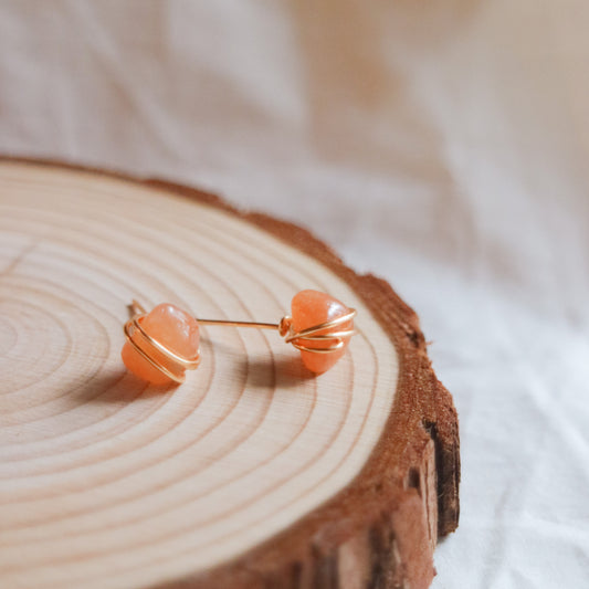 Orange Aventurine Stud Earrings