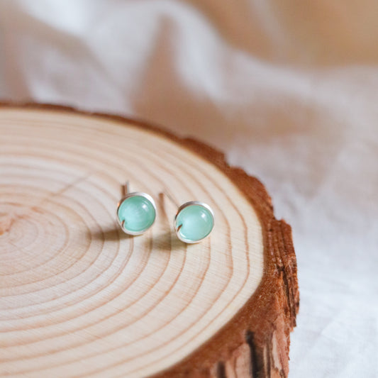 Tiffany Cat-eye Stone Stud Earrings