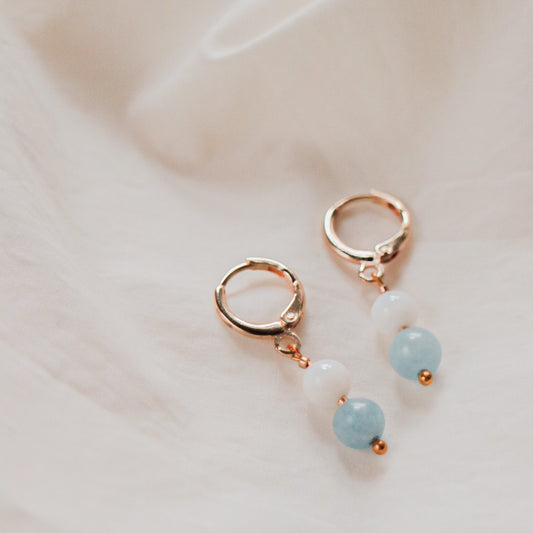 Aquamarine Huggie Hoop Earrings