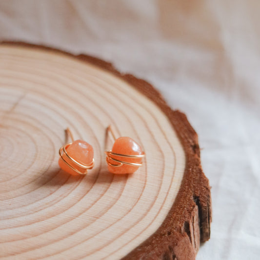 Orange Aventurine Stud Earrings