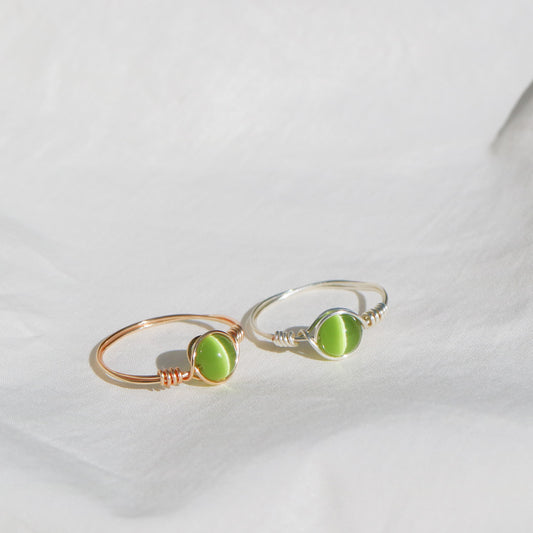 Olive Cat-eye Stone Ring