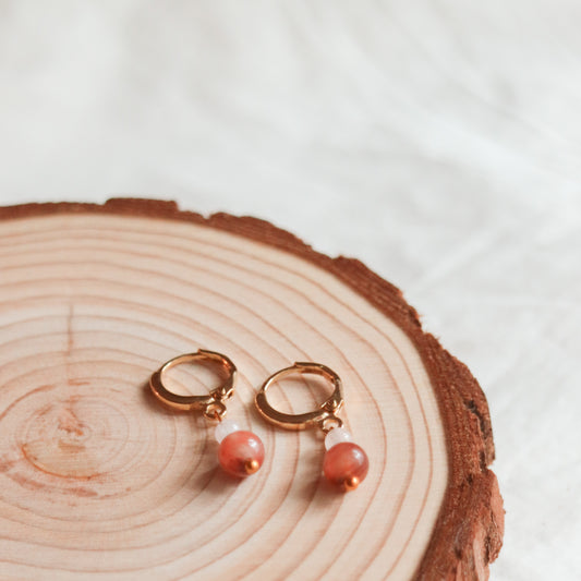 Marble Stone Huggie Hoop Earrings