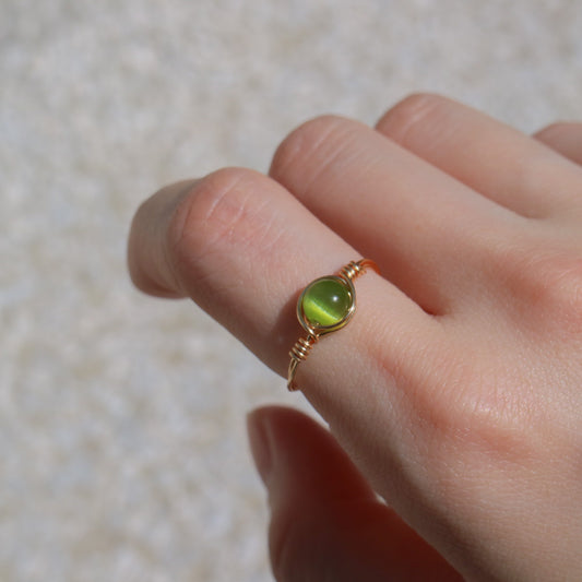 Olive Cat-eye Stone Ring