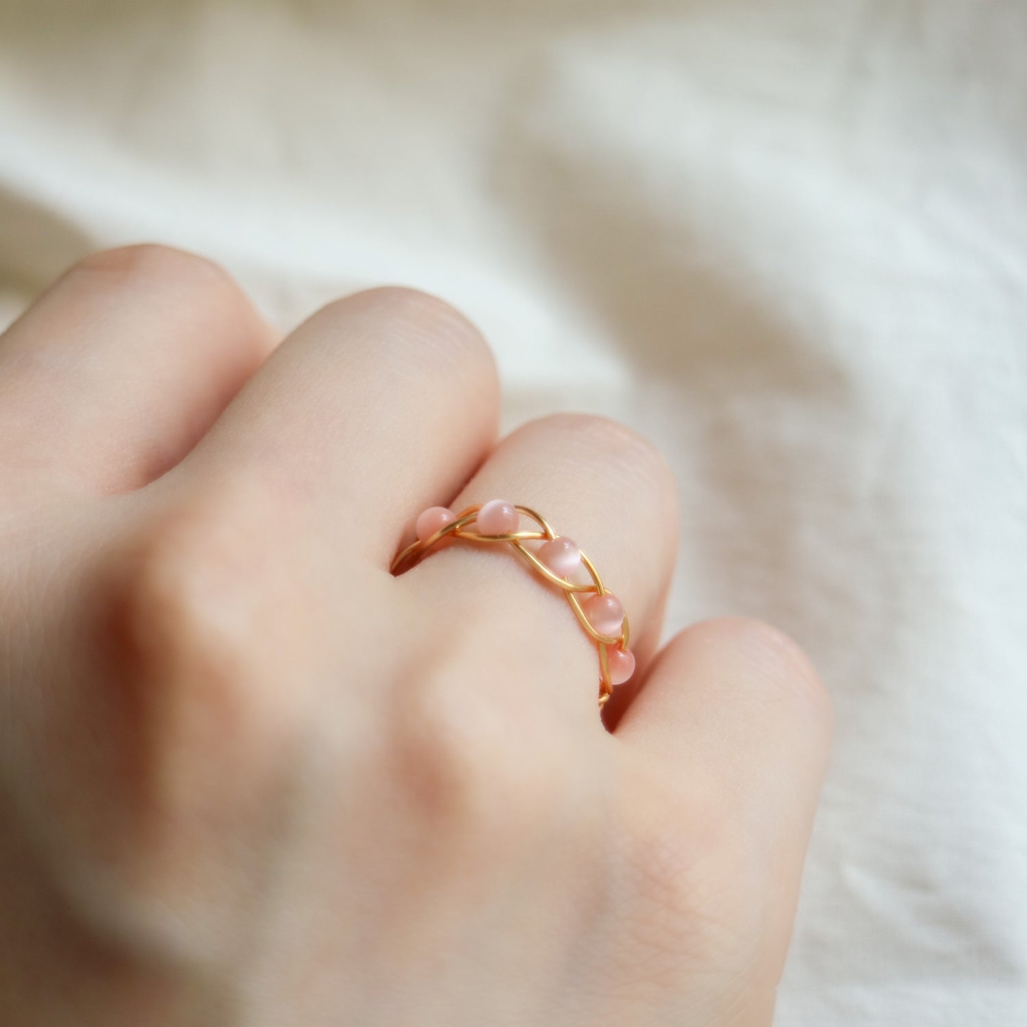 Coral Cat-eye Stone Ring – jewjews