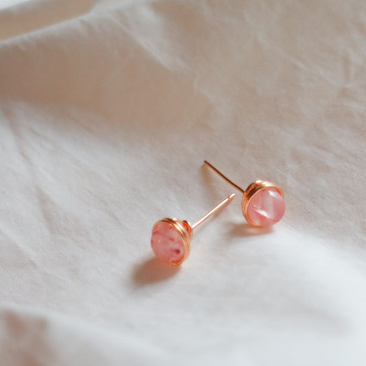Rose Quartz Stud Earrings