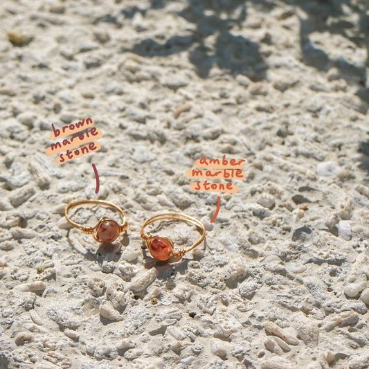 Brown Marble Stone Ring